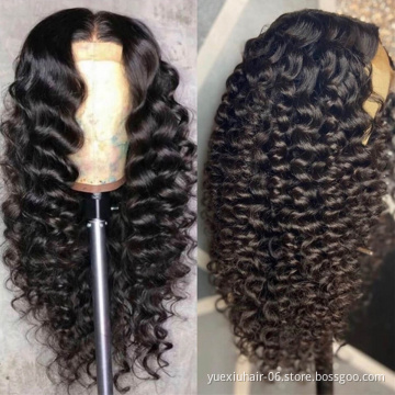 Malaysian Human Hair Wig Transparent Lace Loose  Deep Virgin Hair Brazilian Human Hair Wigs For Black Women